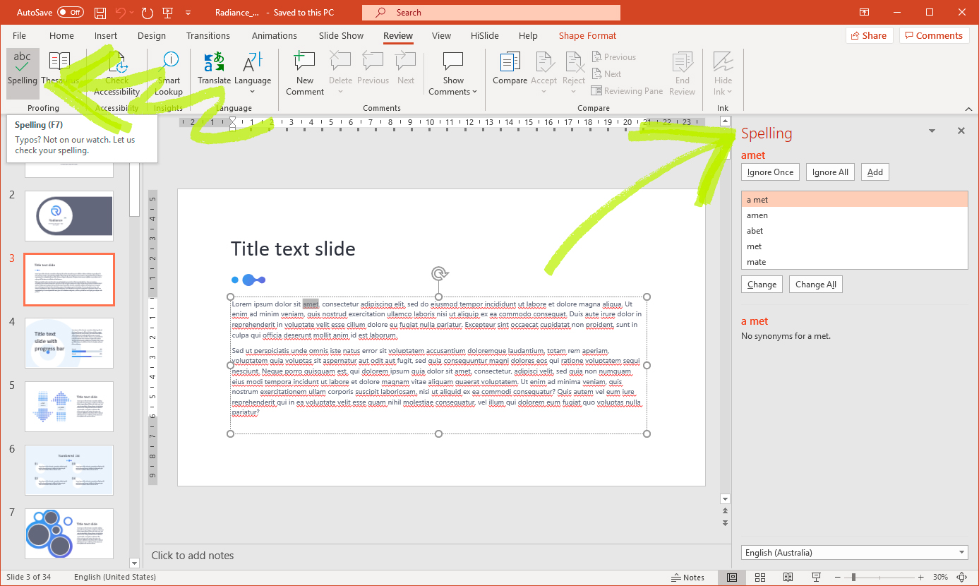 powerpoint for mac spellcheck in another language